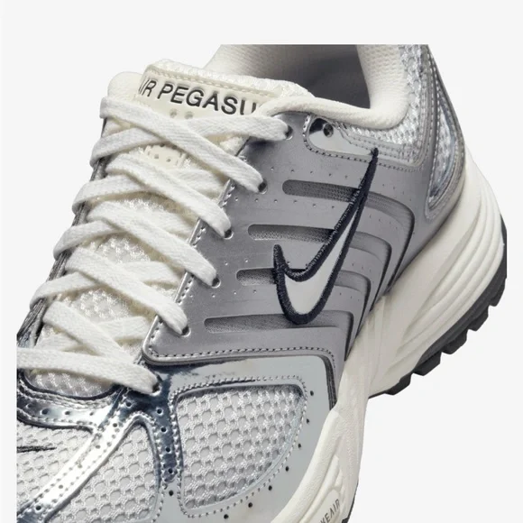 Nike Air Pegasus Metallic Silver and White Shoes - Picture 5 of 8